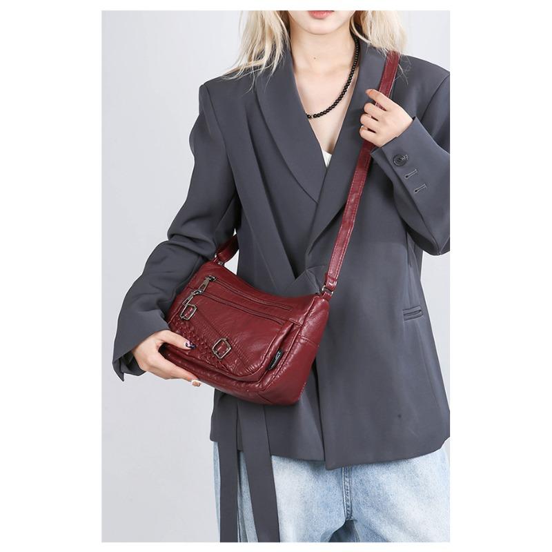 Soft Leather Multi Compartment Shoulder Crossbody Bag for Women