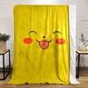 A Cute Yellow Face with a Smiling Expression, Red Cheeks, and a Tongue Out. for All Seasons Blanket Lunch Break Throw Gift