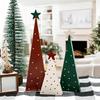 Reusable Festive Home Accents 3Pcs Wooden Christmas Tree Ornament, Polka Dot Cone Decor with Tiered Tray Decoration Star Topper, Rustic Farmhouse