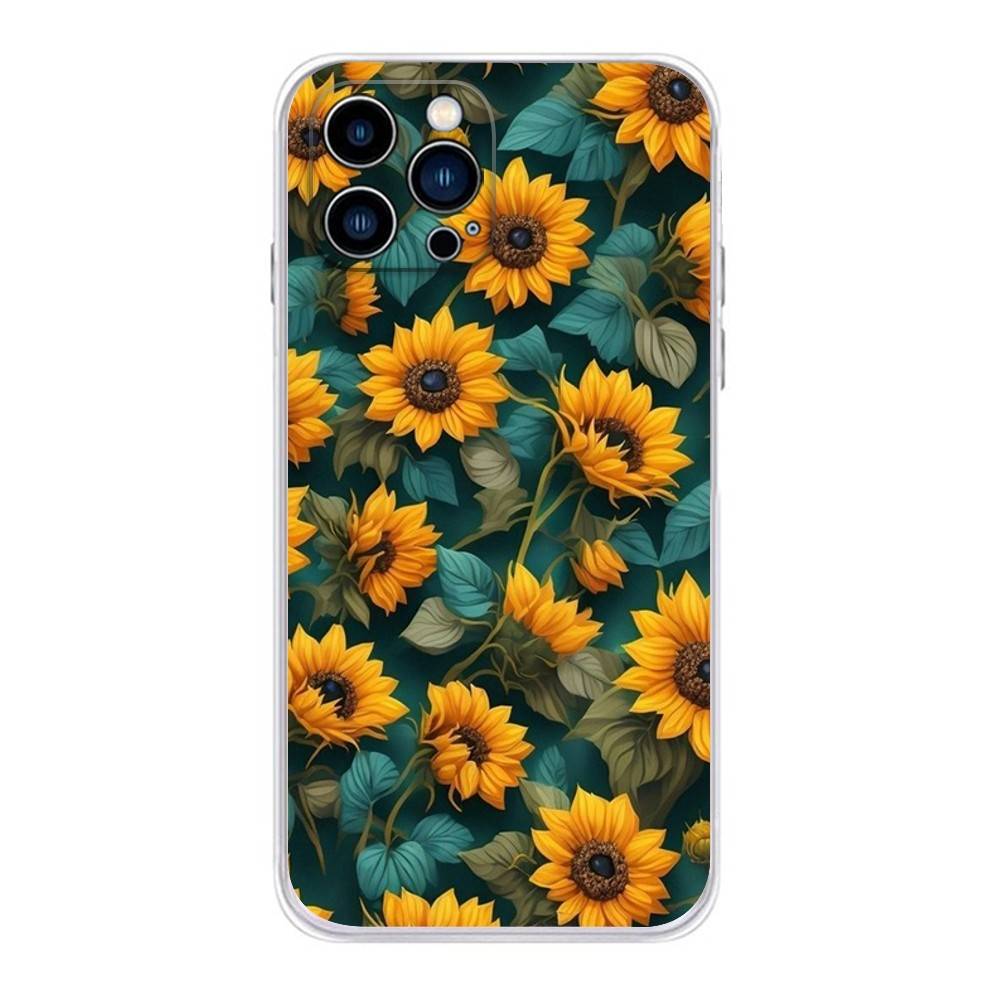 Sunflowers Printed Matte Phone Case For iPhone 17 16,15,14,13,12,11 Plus,Pro,Max,XR,Plus,E,Mini Transparent Soft Cover iPhone12mini
