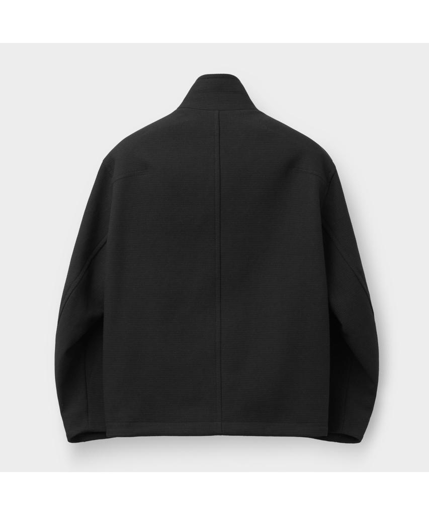 Customellow Black Cotton Tweed Highneck Jacket Cwuas26213Bkx