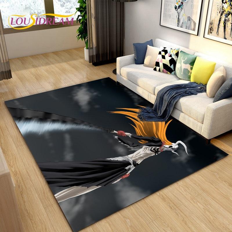 Bleach Japan Anime Cartoon Area Tapete Grande, Tapete de Carpete para Sala de Estar Quarto Sofá Capacho Decoração, Tapete de Piso Antiderrapante para Brincar de Criança