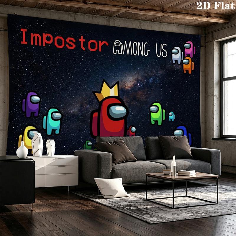 Among Us Wall Tapestry Aesthetic Wall Hanging Printed Fabric Blanket Decorative Tapestries for Bedroom Living Room Home Decor