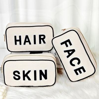 Large Capacity Cosmetic Bag Letter Print Handheld Cleansing Bag Lotion Eye Shadow Brushes Storage Bag Makeup Case