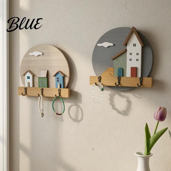 Exquisite Home Organization Storage Rack Key Holder Wooden Cottage Gift Nordic House Shaped