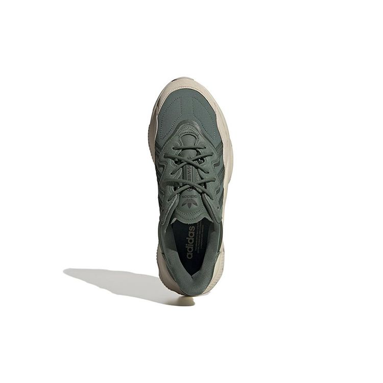 Adidas Originals Ozweego Leather Comfortable Trendy Sports Slip-Resistant Durable Low-Top Lifestyle Casual Shoes Unisex Casual Shoes Green Gray FZ5631