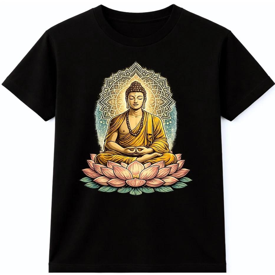 Buddha Meditation T shirt Lotus Mandala Spiritual Yoga Zen Art Tee M