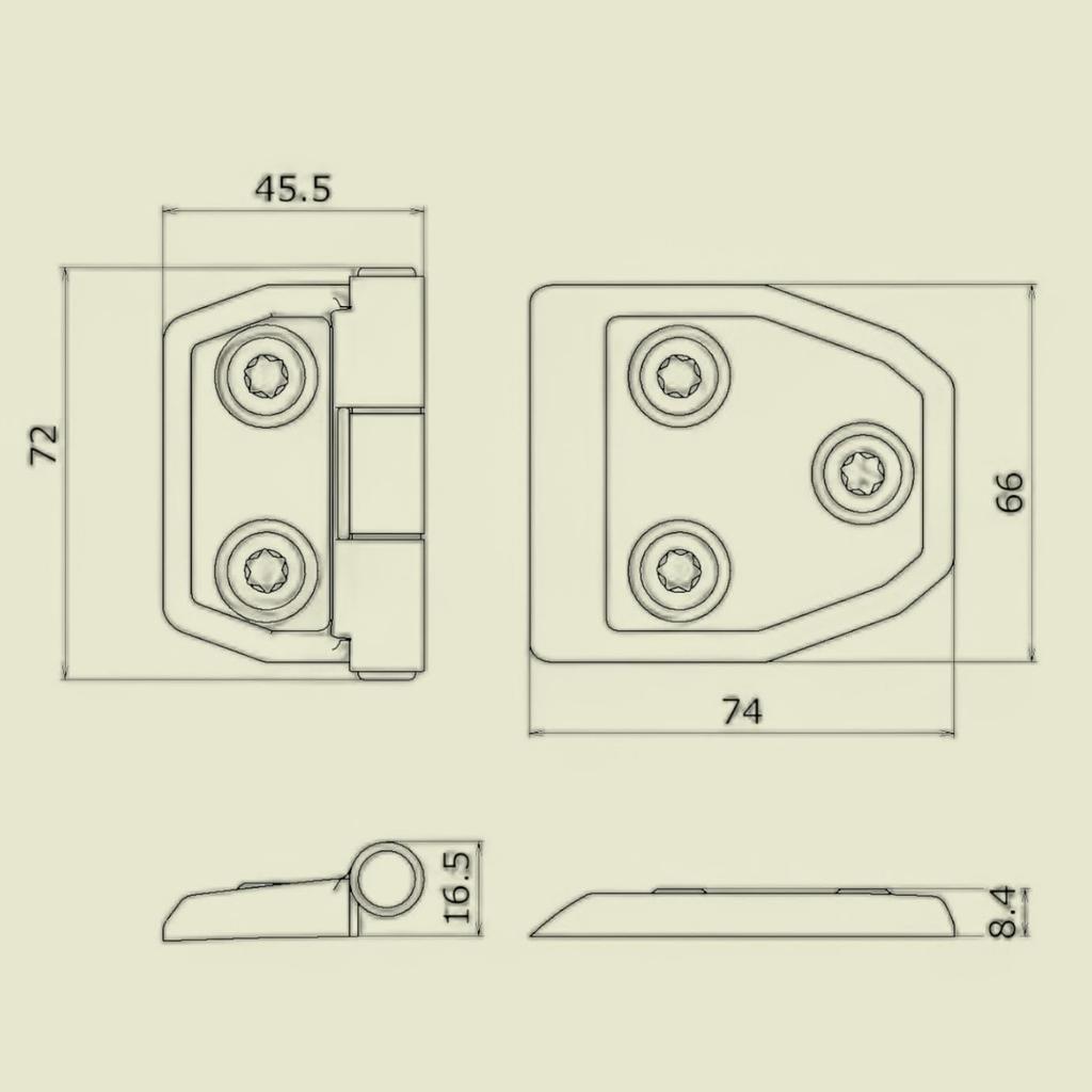 Set of 4 Dummy Hinges for Toyota Hiace Tape Stainless Steel Custom Accessory Outer Door Hinges by Three B Works Caravan, Double-Sided Attachment,