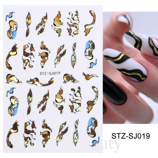 3D Fall Nail Stickers Gold Leaf Cotton Flowers Transfer Decals Nail Adhesive Sliders Manicure 2023 Autumn Decorations TRSTZ-SJ