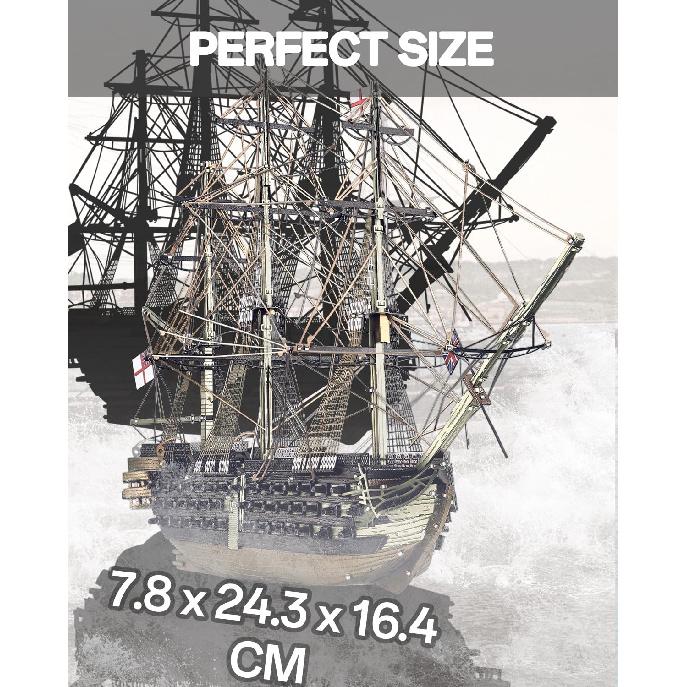 Piececool 3D Metal Puzzles for Adults, HMS Victory Battleship Model Kits Building DIY Models Puzzles, Great Gift Ideas - 389Pcs
