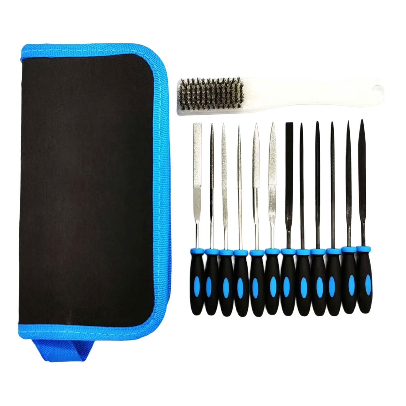 

Set of 13 High Quality File Set with Cleaning Brush for Craftsmen and Hobbyists for Woodworking and Jewelry Making 1 синий