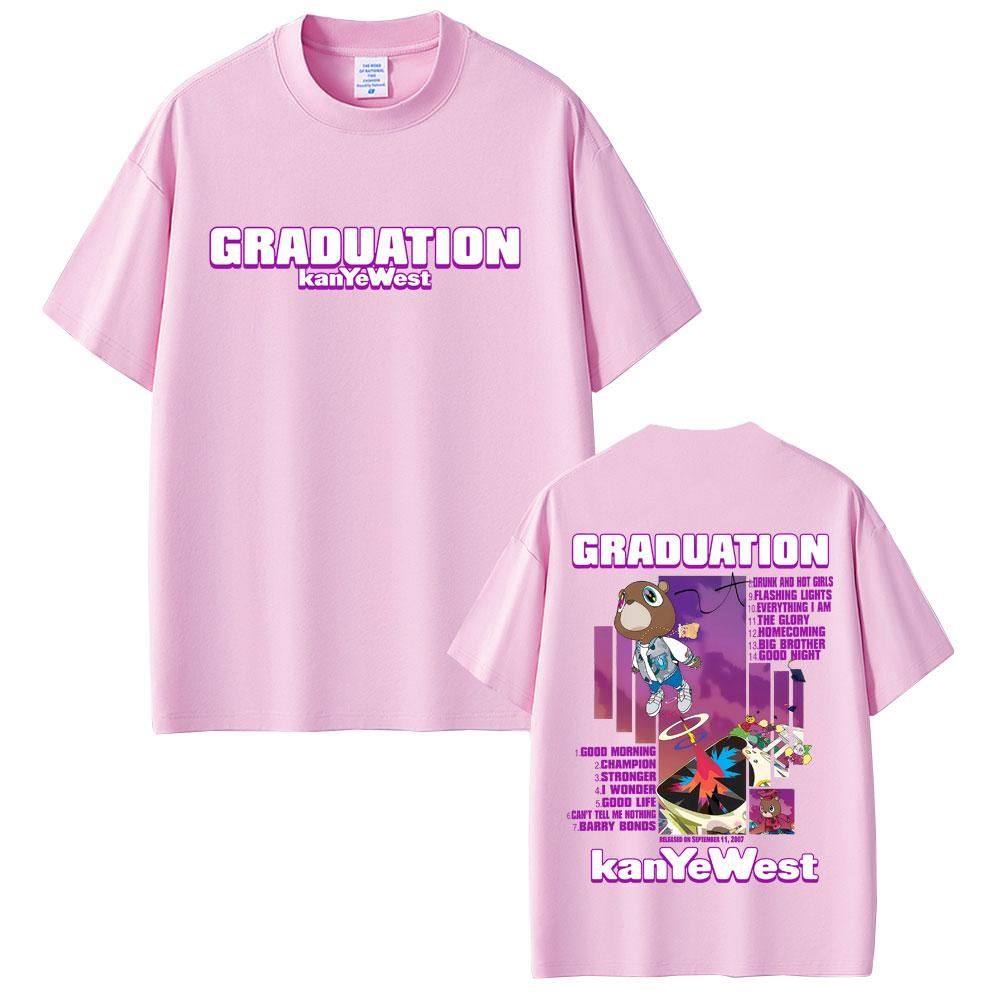 Rapper Kanye West Graduation Bär Grafik T-Shirts Herren Hip Hop Mode Popmusik T-Shirts Herren Lässiges Baumwoll-Vintage-T-Shirt