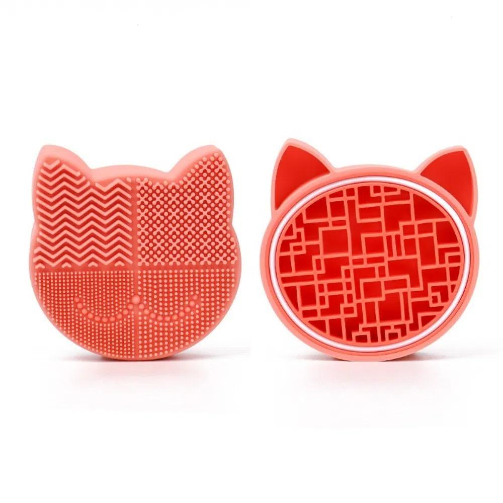 Silicone Makeup Brush Cleaning Box Portable Make Up Tool Scrubber Box Washing Brush Pad  for Women