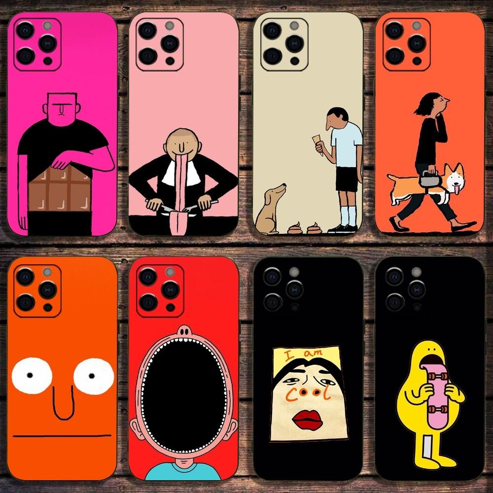 Jean J-Jullien Art3 Phone Case For Apple iPhone 15,14,13,12,11,Pro,X,XS,Max,XR,Plus,Mini Soft Black Cover