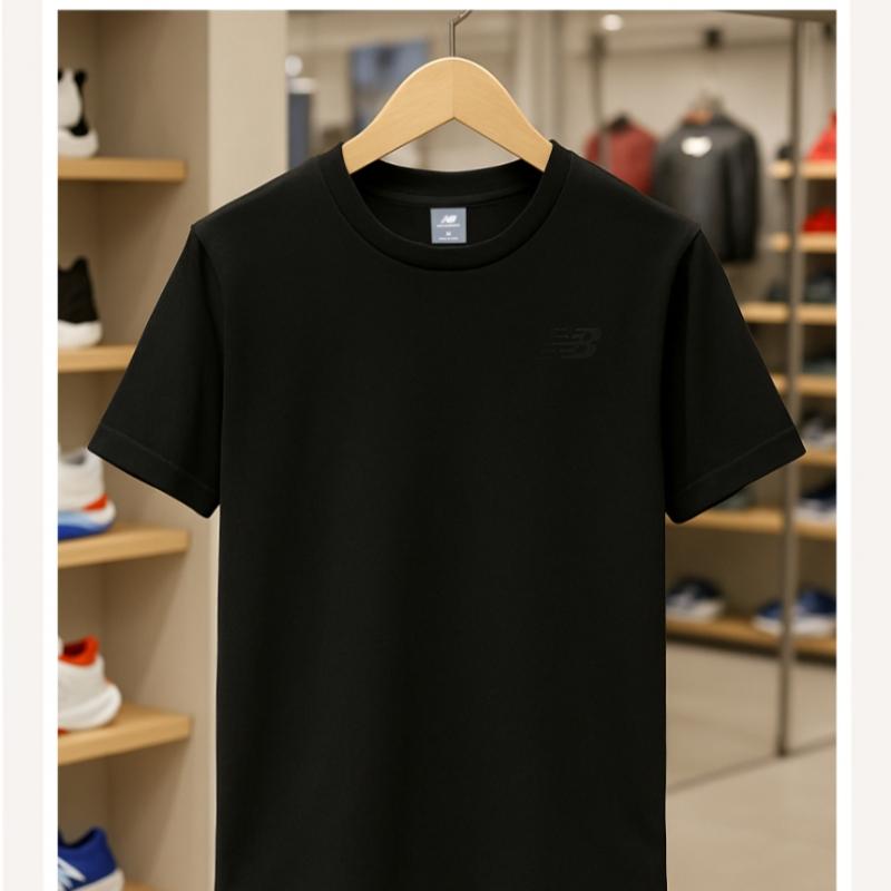 New Balance EmboSSed Logo Men S Short Sleeve Tee Black Mt43503 Bk