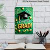 Plat 2D 1 pièce "Félicitations DIPLÔMÉ(E) !""" Panneau Décoratif Mural en Métal Aluminium - 20x30 cm Décor de Remise de Diplôme Vert & Doré, Art Mural Chapeau de Diplômé & Feux d'Artifice, Parfait pour"""