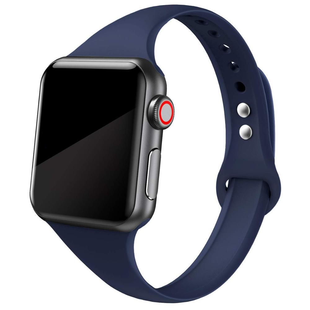 Soft Slim Silicone Sports Band for Apple Watch 5 4 3 2 1 38MM 42MM Bands Rubber Watchband Strap for Iwatch Series 5 4 40mm 44mm