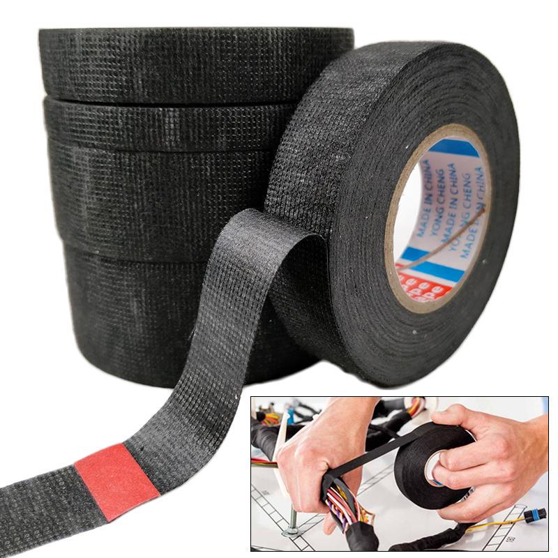 1PC 15/25 Meter Heat-resistant Flame Retardant Tape Coroplast Adhesive Cloth Tape For Car Cable Harness Wiring Loom Protection