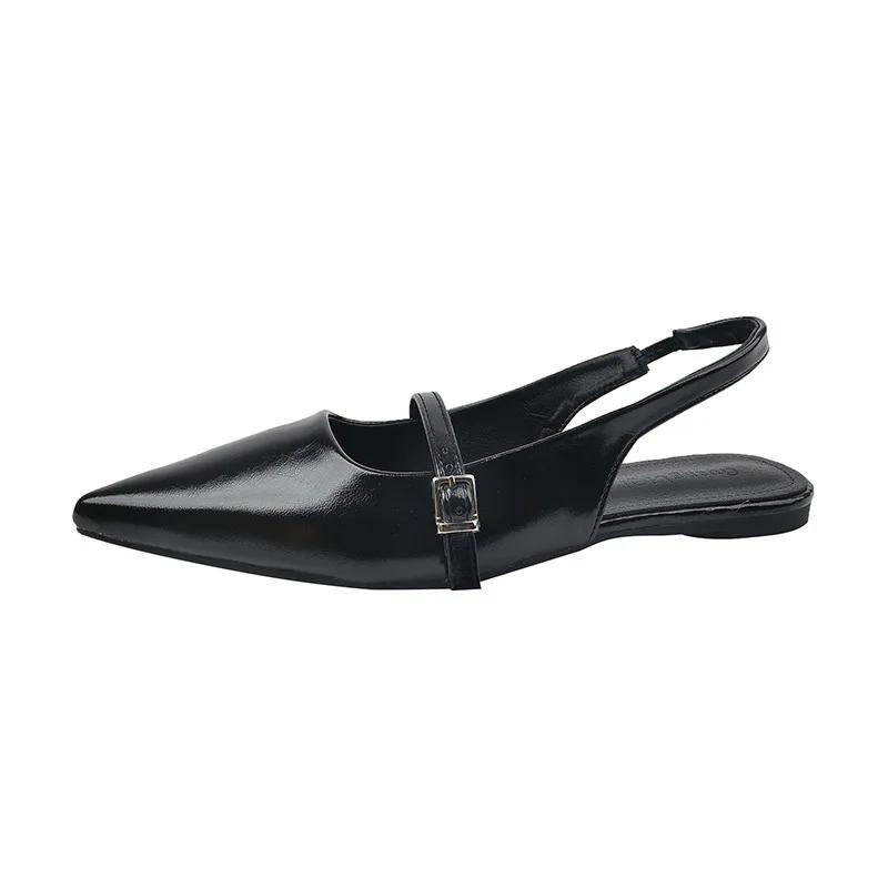 Fashion French Flat Baotou Women's sandals Fairy Shoes 2025 New Spring and Summer Pointy Diamond Temperament Single Shoes mules sandals