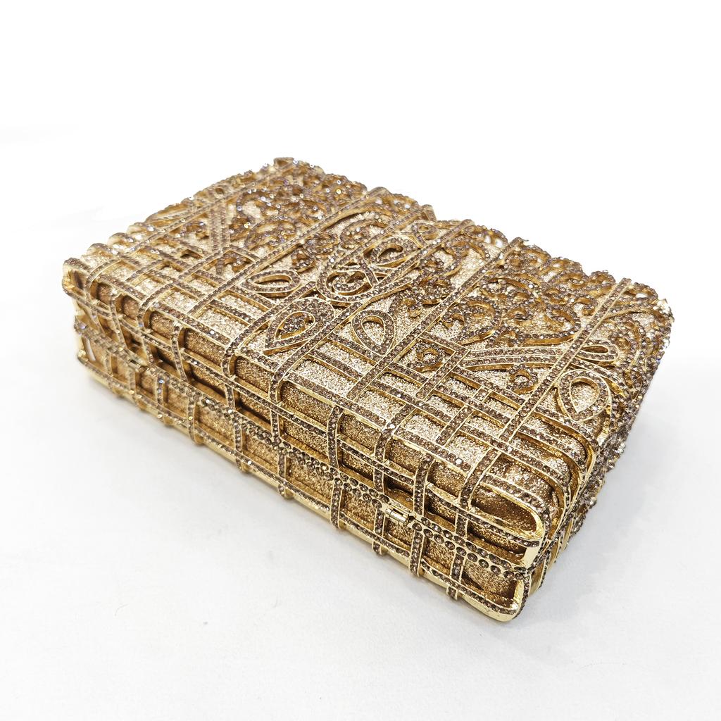 Gold/Silver Crystal Clutch Evening Party Bag Blue Women Diamond Handbags Rhinestone Lady Dinner Banquet Purses Formal Clutches