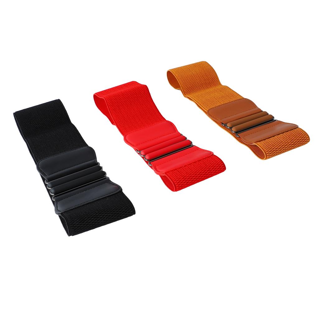 3pcs Women Stretch Belt Elastic Super Wide Stretch Waist Belt with Metal Buckle for Women Coat