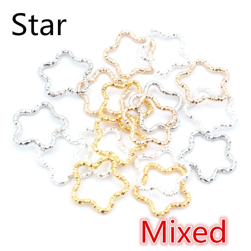 50pcs/lot Gold Silver Plated Heart Star Jump Rings Twisted Split Rings Spacer Connectors For Jewelry Making Making Supplies