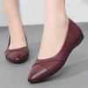 Springtime Women's Soft-soled Shoes, Genuine Leather Comfortable Flat Shoes with Shallow Openings for Middle-aged and Elderly Women