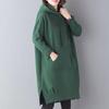 Moda donna primavera autunno tinta unita stampa manica lunga con cappuccio vita larga abiti casual