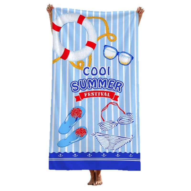 Quick Dry Microfiber Beach Towel With Print Lightweight Absorbent Bath Pool Vacation