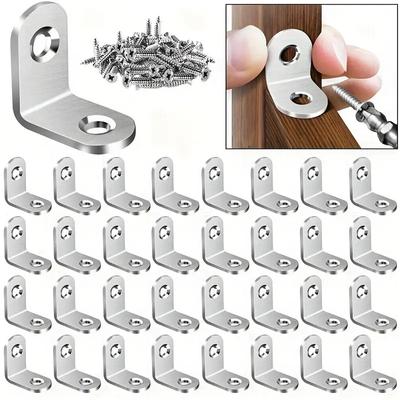 L Shaped Corner Brackets 90 Degree Right Angle Stainless Steel Bracket Fastener For Wood Furniture Bedframe Cabinet Accessories