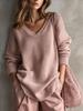 2026 Women's Knit V-Neck Sweater Coat - European & American Fashion - Autumn/Winter Solid Color Arrival