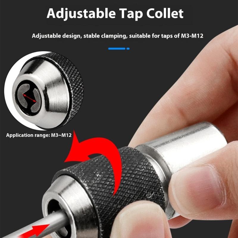 Steel Twin Ranging Tap Adapter Sleeve Tool Adjustable Design 15mm Depth 3/8" Square Interfaces Nonslip Texture Handle