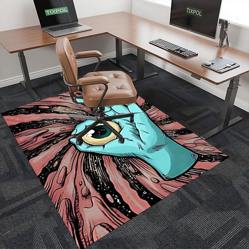 1pc Anime Cartoon Design Ok Hand Eye Office Chair Mat Non-Slip Carpet for Home Decor, Suitable for All Seasons, Fits Office and Gaming Room.A078