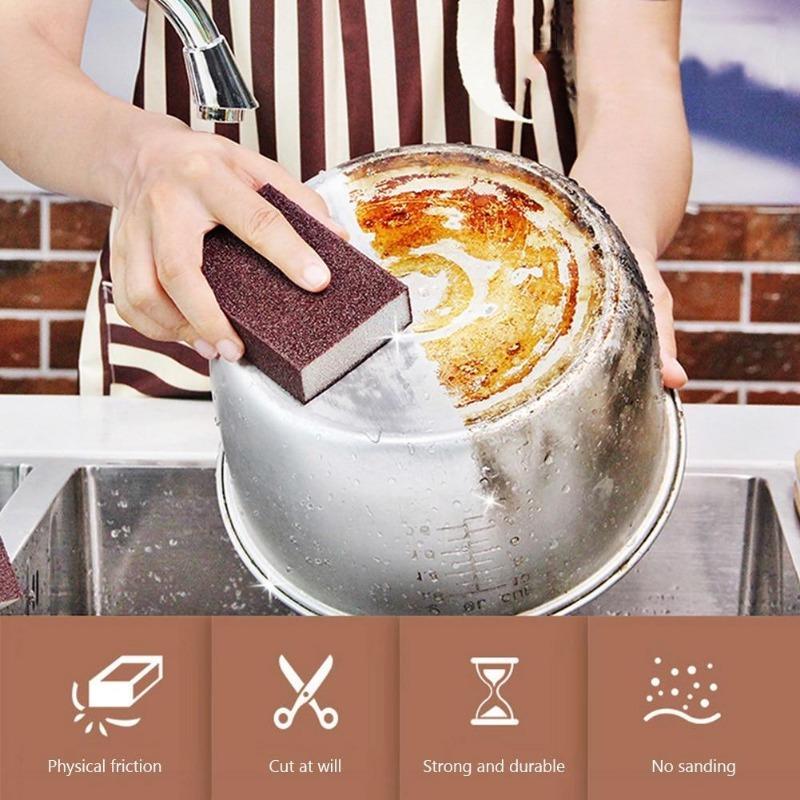 4/6/8Pcs Carborundum Removing Rust Cleaning Brush Descaling Clean Rub for Cooktop Pot Kitchen Sponge