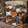 Wolf Fox Theme Throw Blanket Custom Name Text Personalized Blanket Soft Cozy Blanket for Home Sofa Bed
