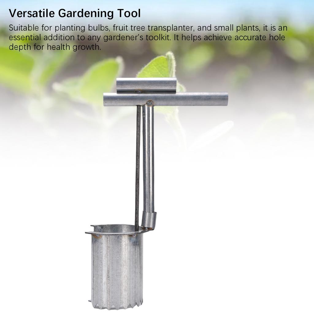 2pcs Handheld Bulb Planter Tool Stainless Steel Gardening Bulb Transplanter with Comfortable Grip for Digging Holes Plant Fruit Tree