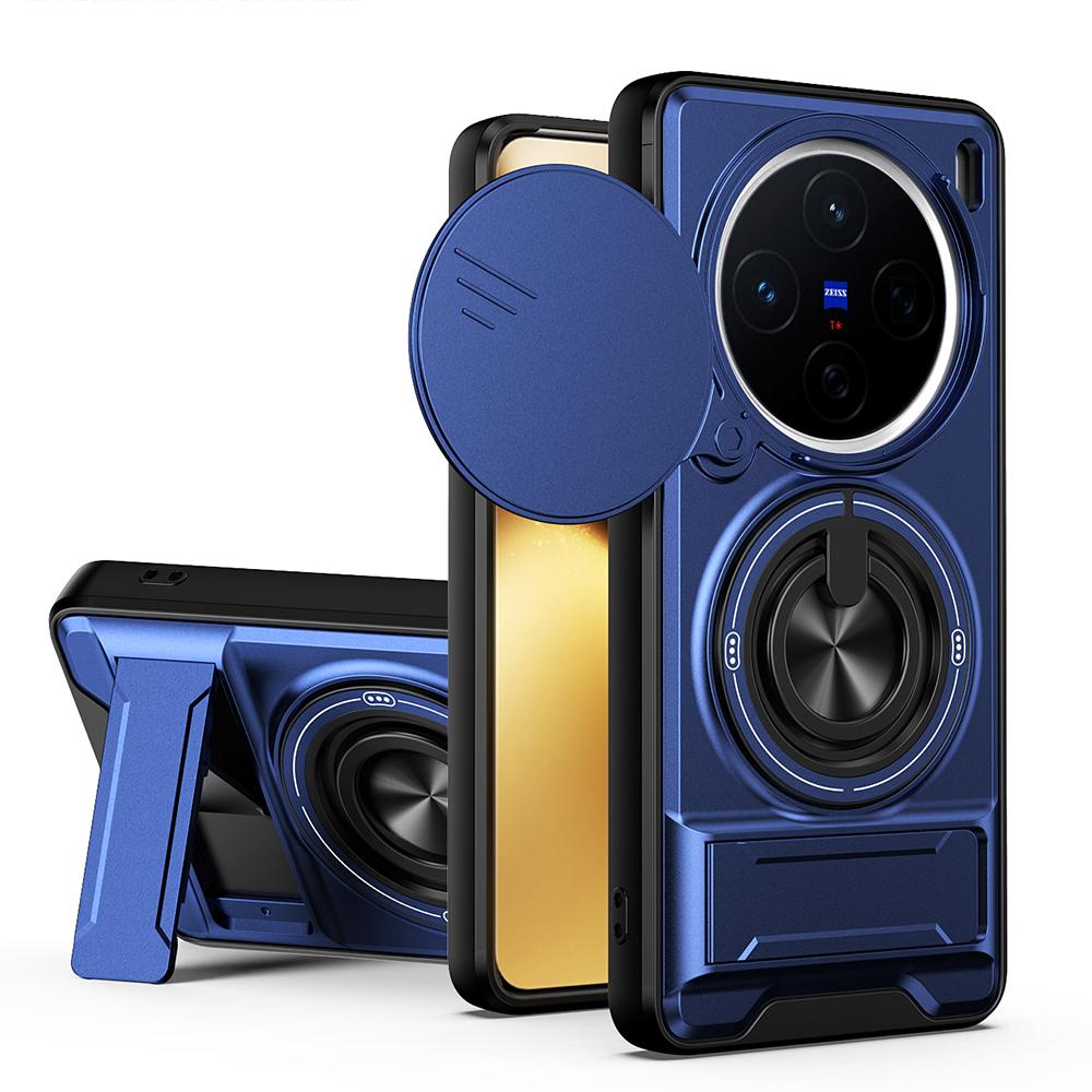KEYSION Custodia Magnetica per Telefono per VIVO X200 Pro 5G Protezione Fotocamera a Scorrimento Supporto Verticale Anello a 360° Cover Antiurto per VIVO X200