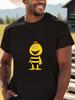 Willy Men's Anime Bee Character T-Shirt - Black Casual Short Sleeve with Willy the Bee & Smiling Face Design