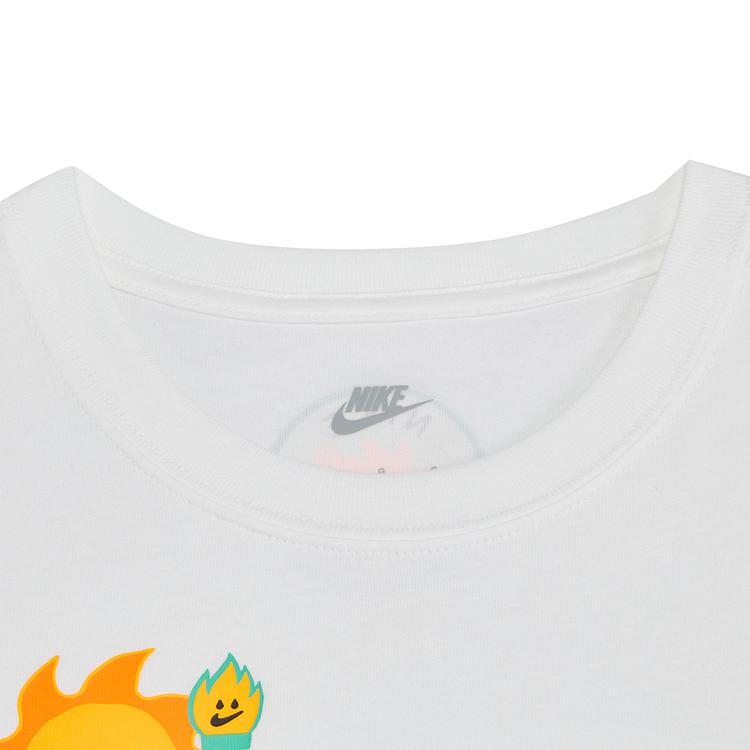 Nike T-Shirt Letter Logo Cartoon Pattern Print Round Neck Short Sleeve Kids Tops White FJ7237-100