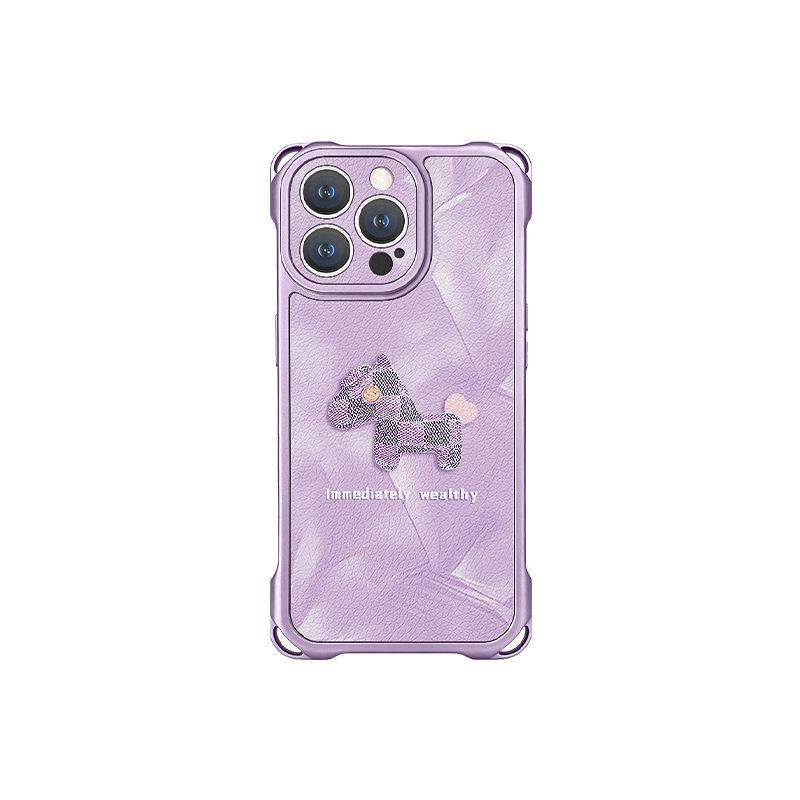 Purple pony applies to iphone17promax iPhone 13 mobile phone case 15 four-corner lanyard 16 crossbody 14 silicone