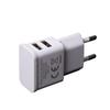 EU Standard Dual USB Mobile Charger, 5V 1A, 5W, Round Head