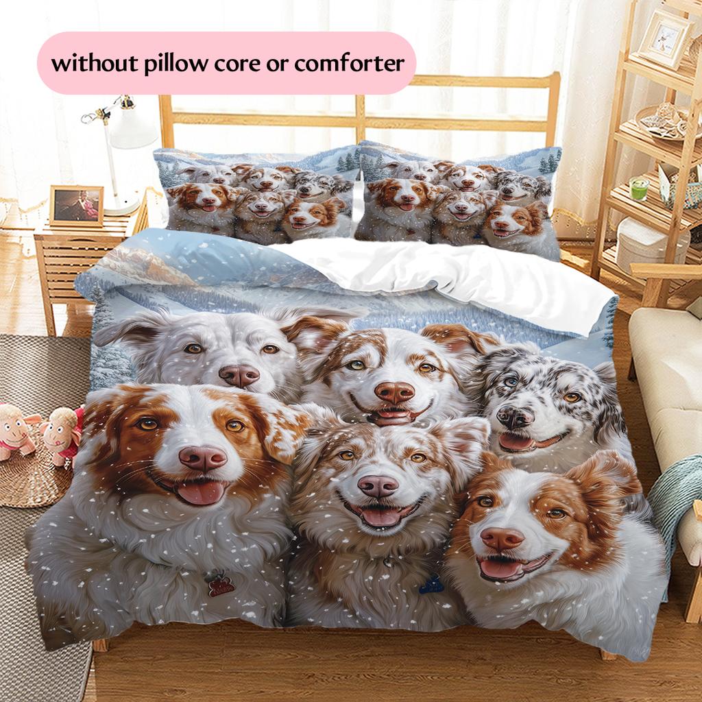 Australian Shepherd dog Pattern Bedding Home Decoration Birthday Gift (1 * duvet cover + 2 * pillowcase, without core)