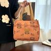 Cartoon Bear Printed Versatile Large Capacity Handbag Office Worker Portable Lunch Bento Tote Bag