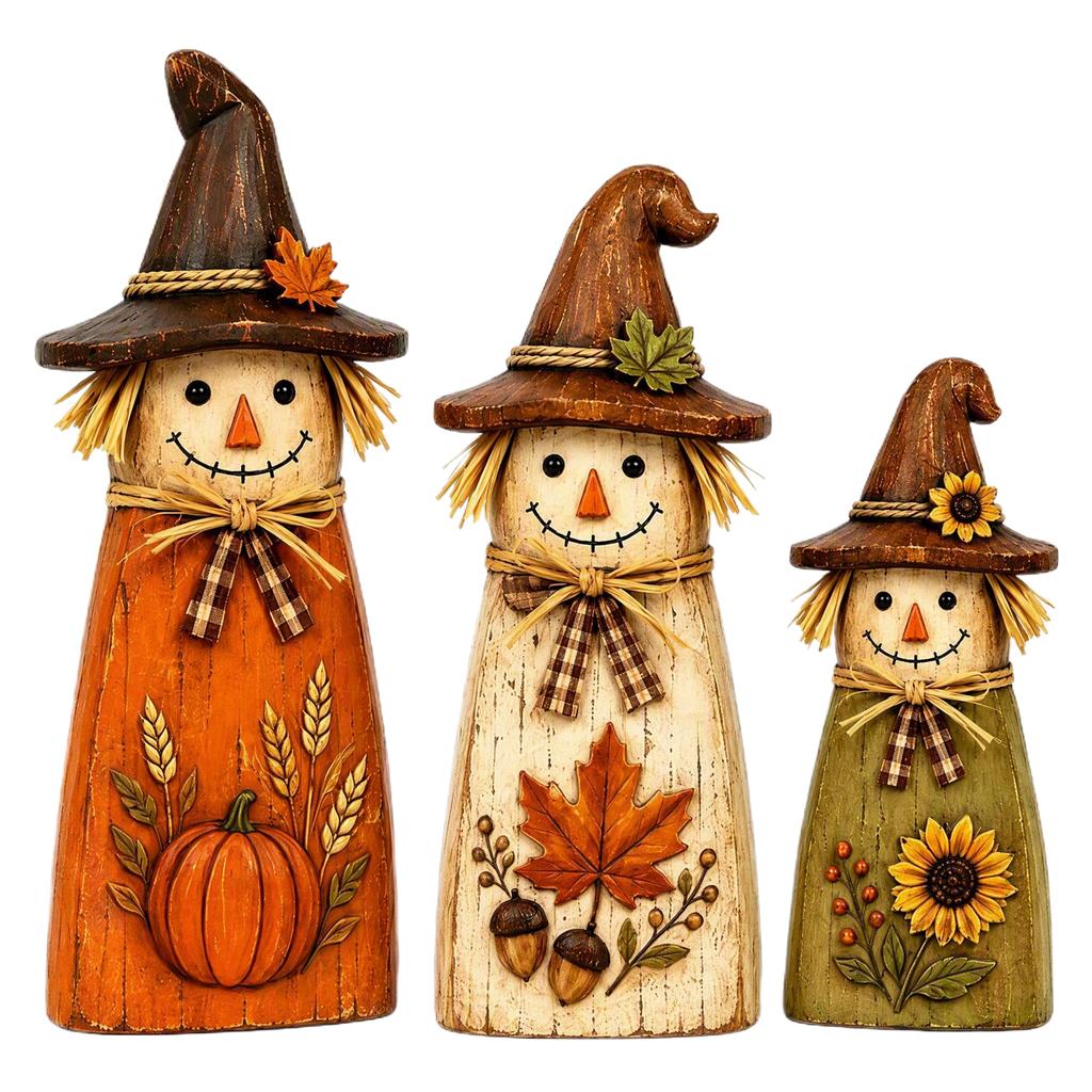 3pcs Farmhouse Tabletop Autumn Decorations with Pumpkin Farmhouse Harvest Figurines for Mantels Shelves Entryway Tables