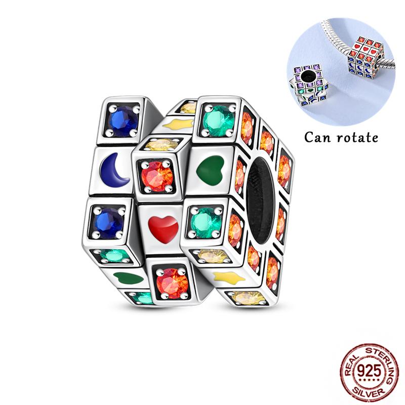 Copper Loveheart Charms Beads Cute Cat Panda Poker Phone Charm Pendant Fit Original Bracelet Diy Jewelry Women Gift