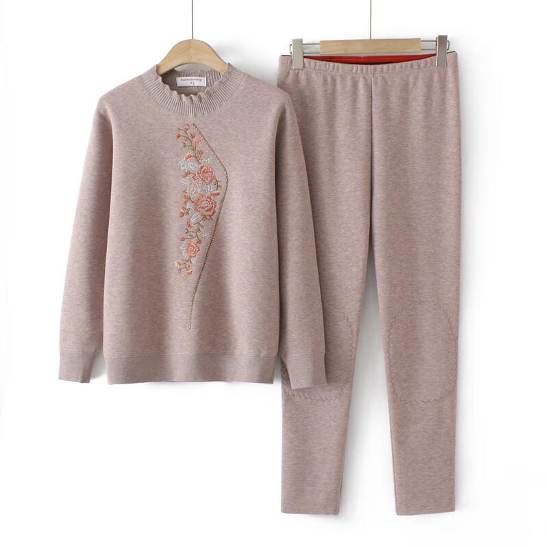 YUZHAOLIN Women's Plus Size Fleece Lined Round Neck Thermal Underwear Set