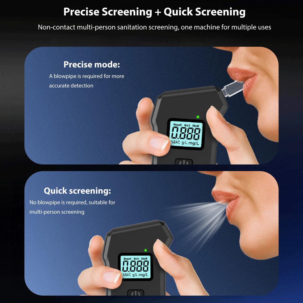 Portable Alcohol Tester High Accuracy Sensor with Emergency LED Light Pandheld Alcohol Breath Test for Car Travel Party