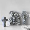 Handmade Aroma Candle Plaster Resin Sculpture Ornament Mold Home Decor Crafts Making DIY Jesus Cross Portrait Silicone Mold