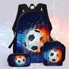 Football Cartoon Print Junior High School Backpack Three-Piece Children'S Schoolbag Primary School Backpack