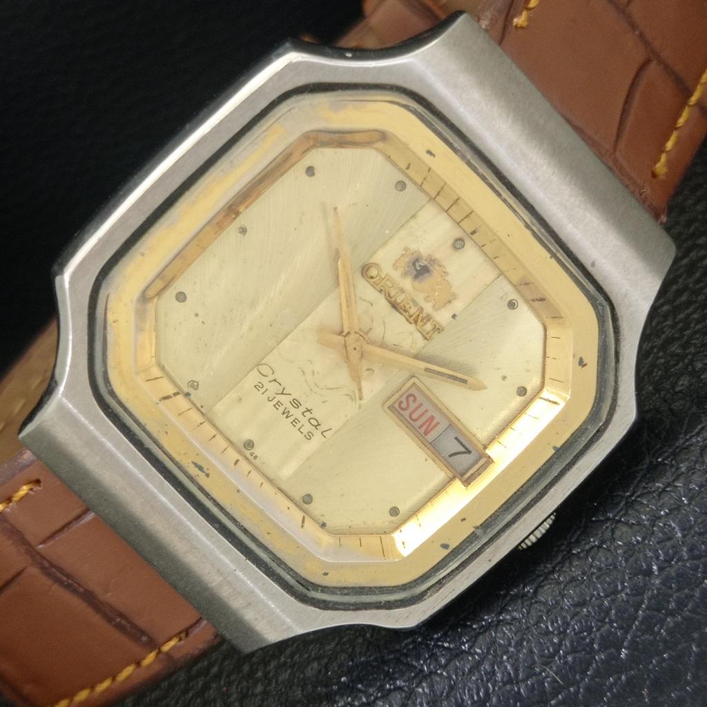 

ORIENT CRYSTAL AUTOMATIC 46941 ЯПОНИЯ МУЖСКИЕ ВИНТАЖНЫЕ ЧАСЫ С ОРИГИНАЛЬНЫМ ЦИФЕРБЛАТОМ a703429-1